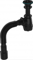 Сифон 1 1/4*40 с чёрной мет.реш. с г.т. 40х40/50 ОНИКС (черный) Aquant S1083 1/35
