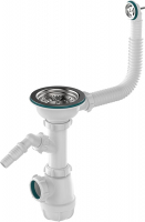 Сифон 3 1/2*40 с переливом гибким, круглый с носиком Aquant B0141 1/29